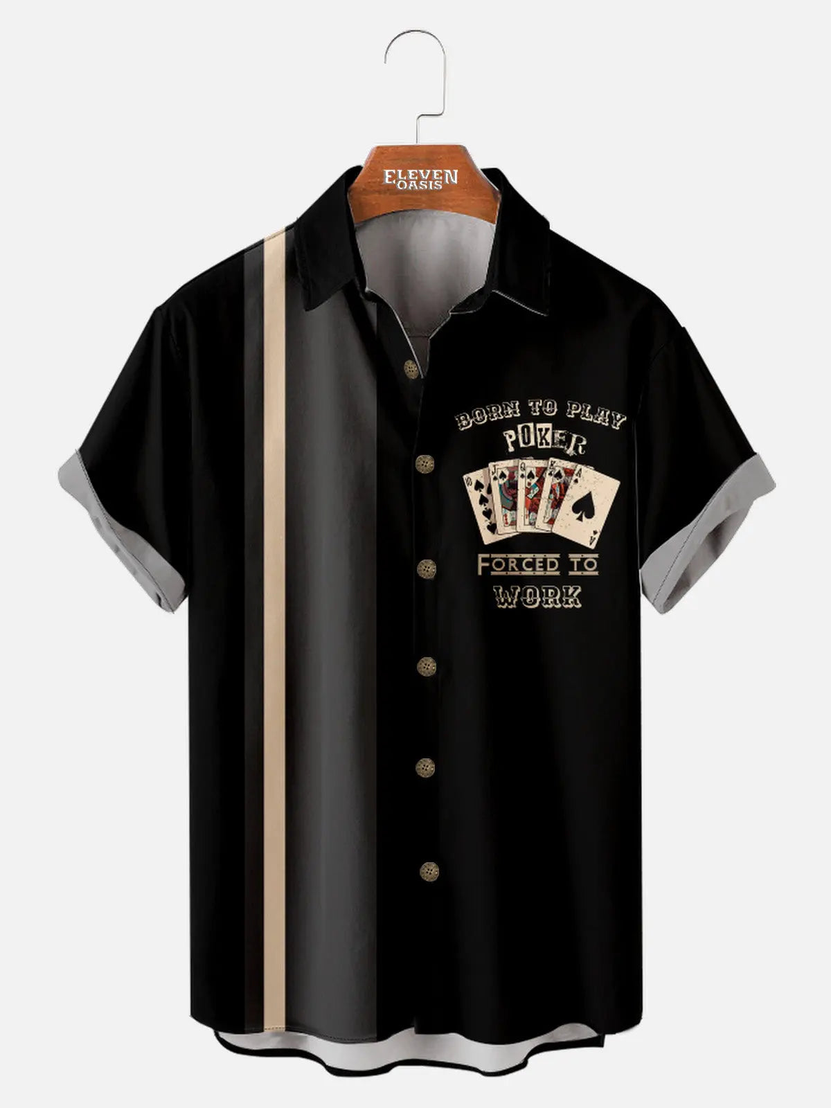 Tall Men's Born to Play Poker Short Sleeve Shirt ElevenOasis