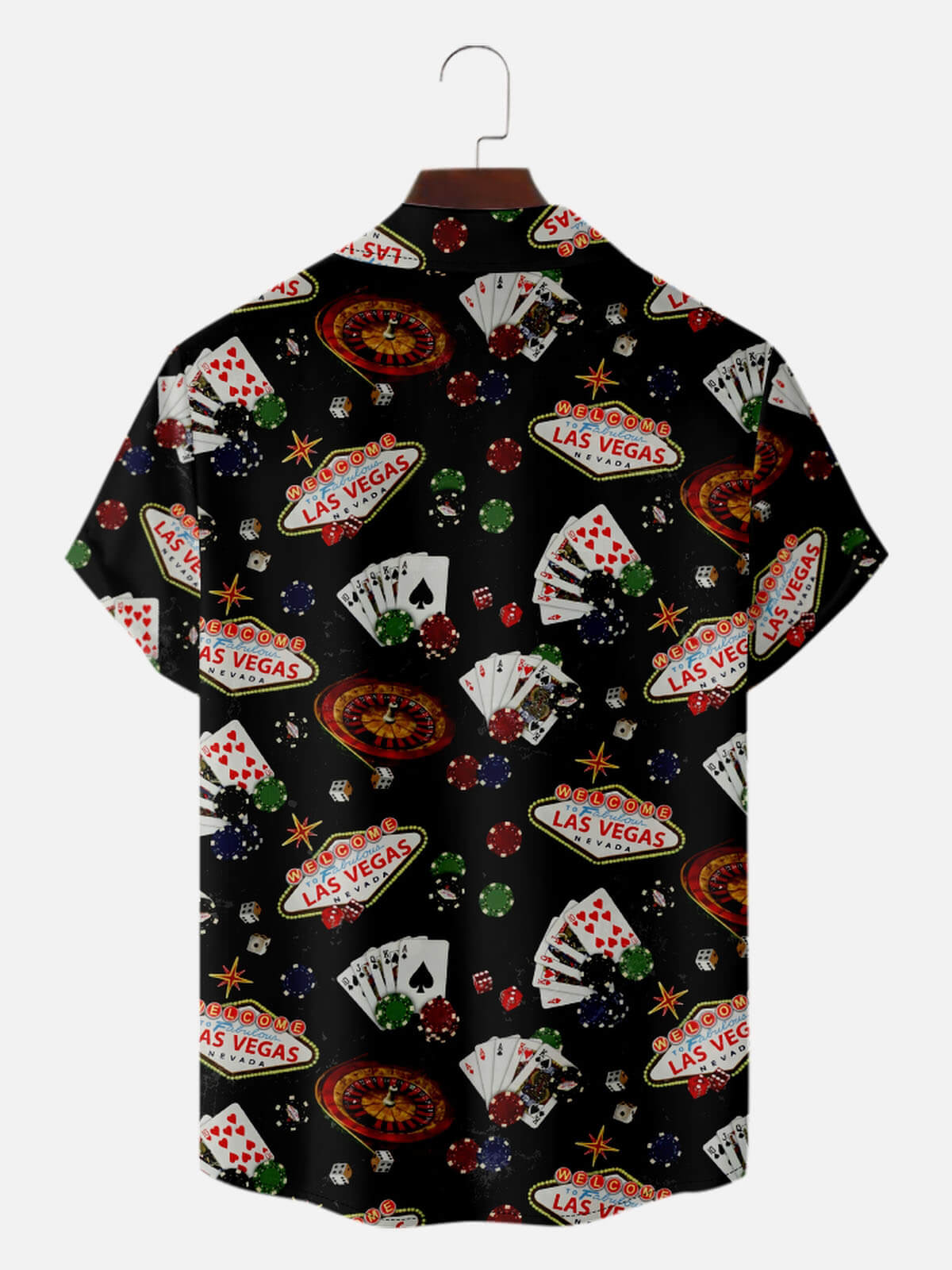 Men’s Playing Cards Camp Collar Short Sleeve Shirt Welcome to Las Vegas Game Heaven Eleven Oasis