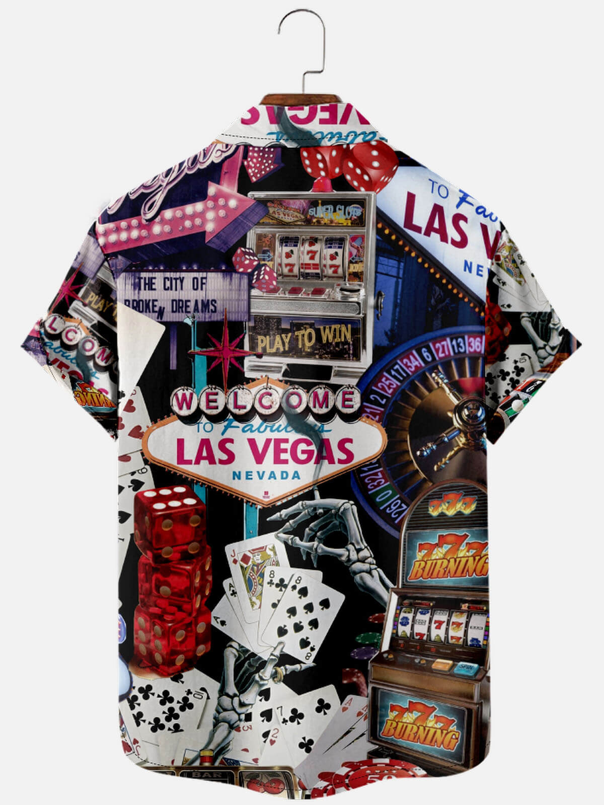 Men’s Playing Cards Spread Collar Short Sleeve Shirt Neon Empire Gambler's Game ElevenOasis