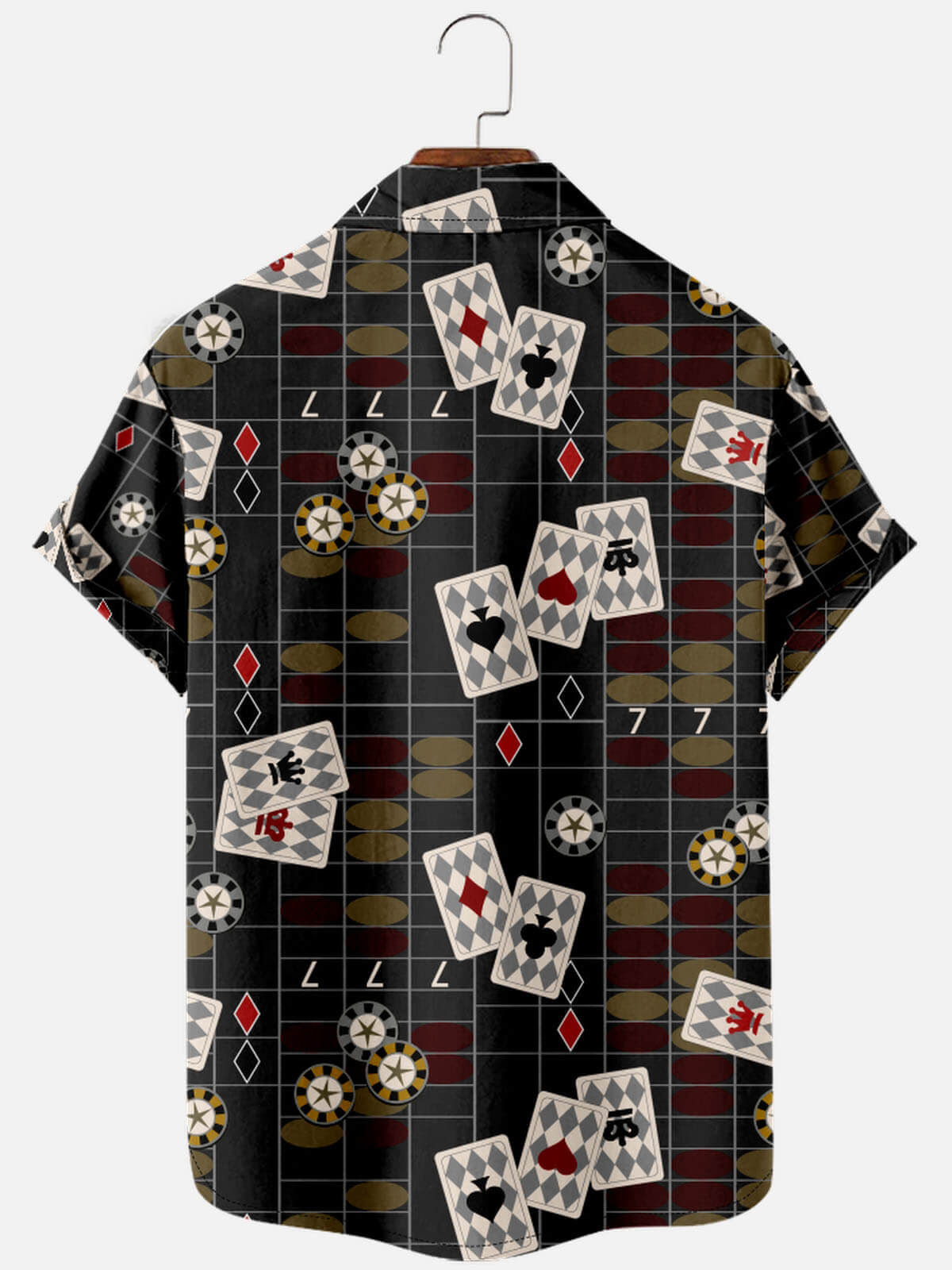 Tall Men’s Playing Cards Spread Collar Short Sleeve Shirt Jack the Pot Eleven Oasis
