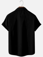 Men's Playing Cards Spread Collar Short Sleeve Shirt Poker Chip Game Eleven Oasis