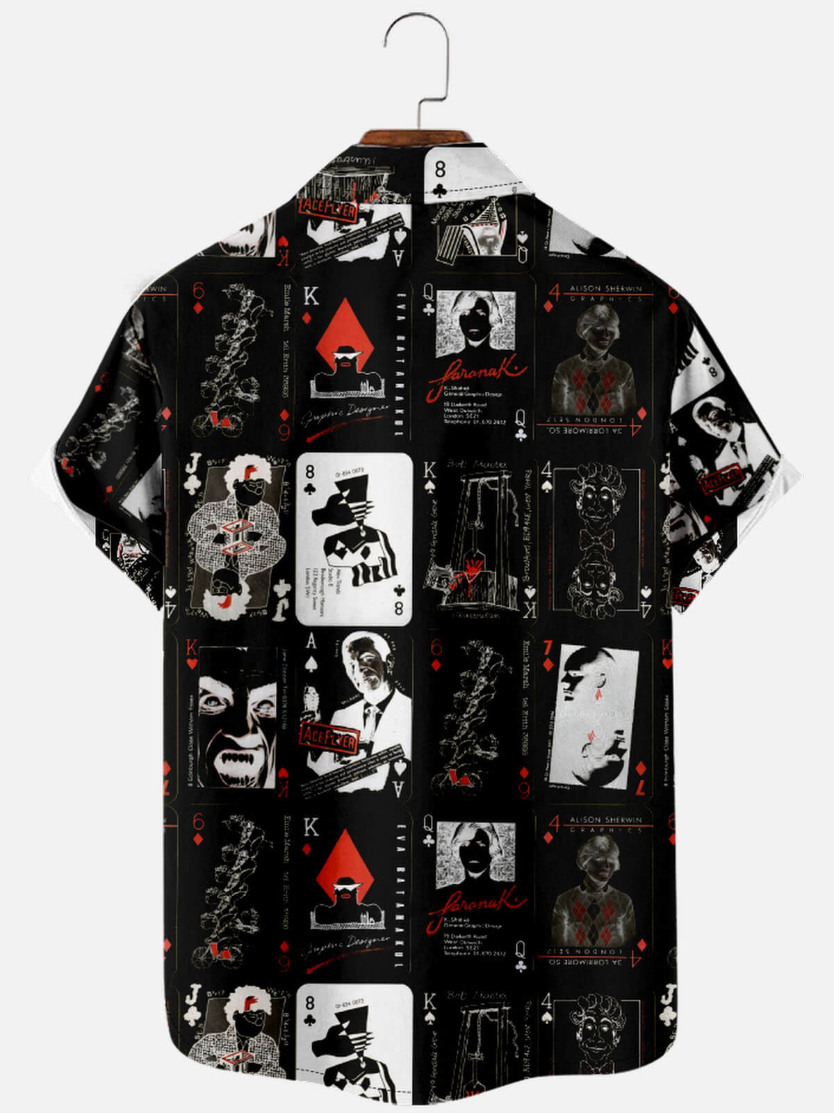 Men’s Playing Cards Spread Collar Short Sleeve Shirt Funny Poker ElevenOasis