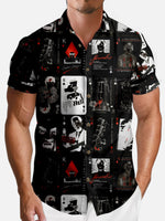 Men's Playing Cards Spread Collar Short Sleeve Shirt Funny Poker ElevenOasis