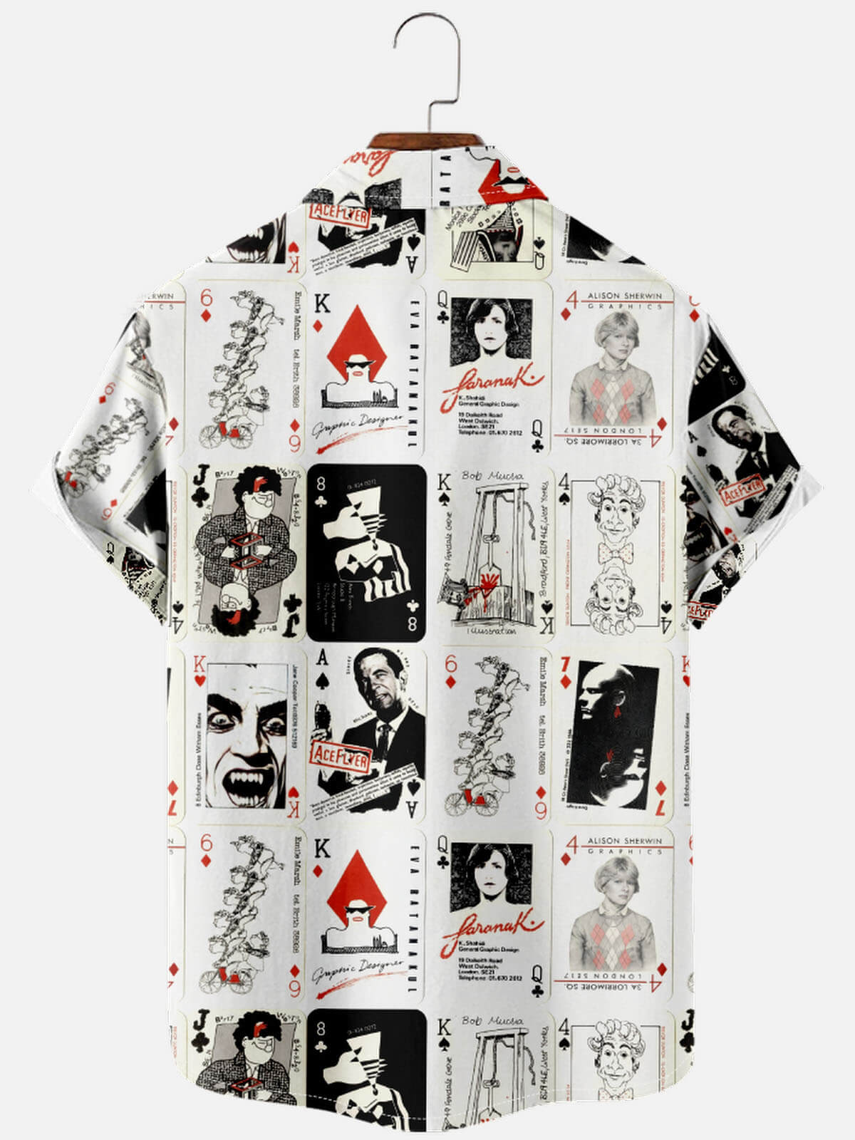 Men’s Playing Cards Spread Collar Short Sleeve Shirt Funny Poker ElevenOasis