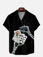 Men's Playing Cards Camp Collar Short Sleeve Shirt Dead Man's Hand Eleven Oasis