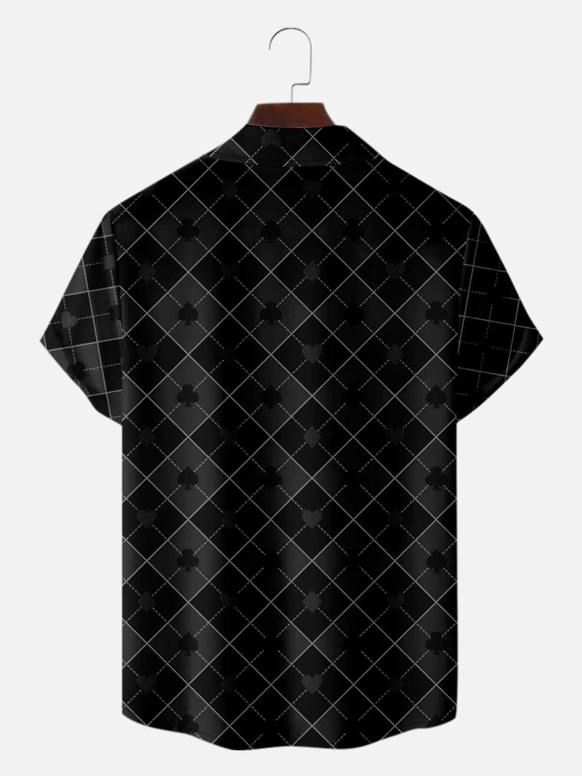 Men’s Playing Cards Camp Collar Short Sleeve Shirt Diamond Cut Poker Eleven Oasis