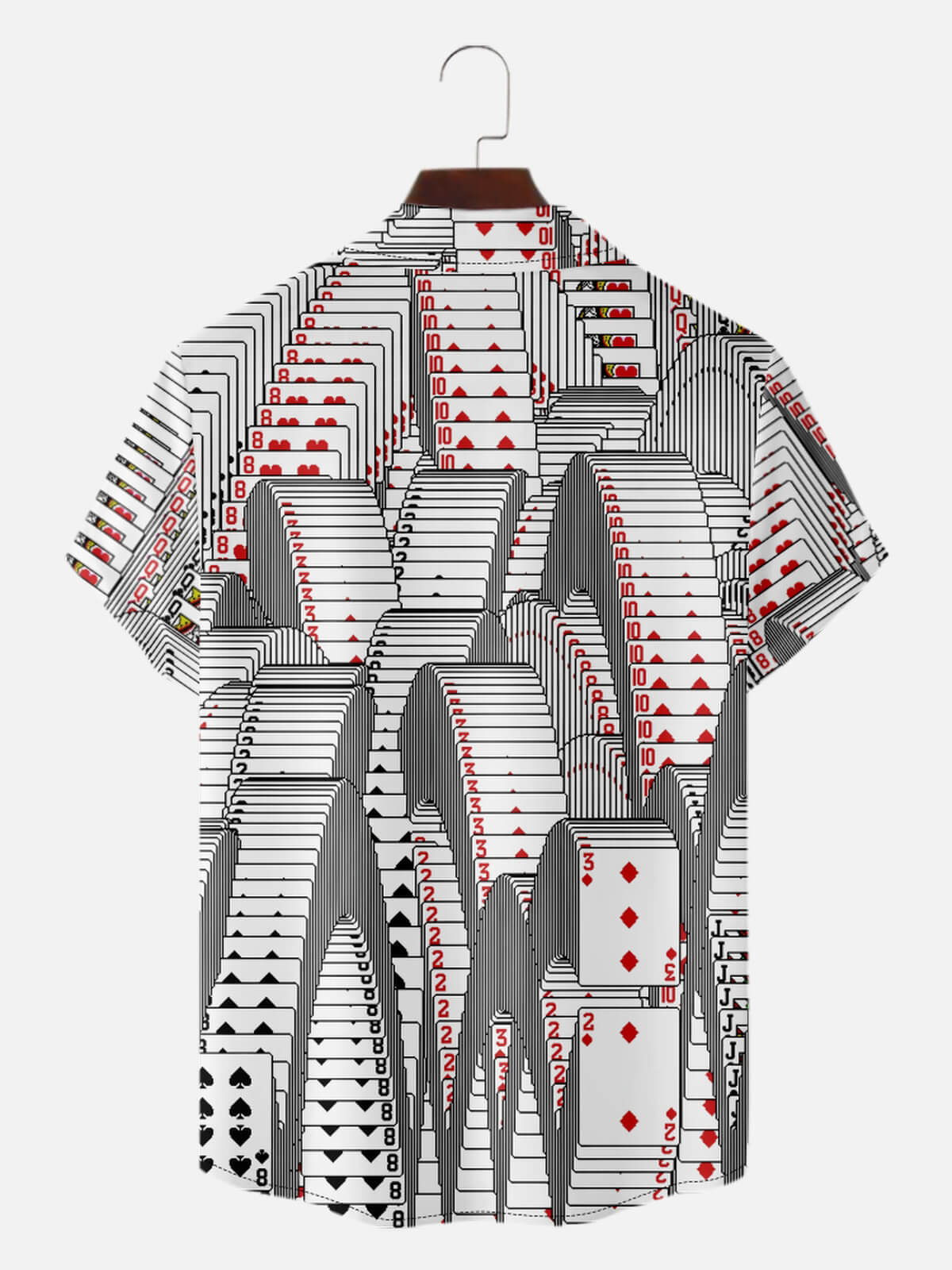Men’s Playing Cards Camp Collar Short Sleeve Shirt Rolling Poker Eleven Oasis
