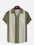 Men's Basic 50s Style Camp Collar Bowling Short Sleeve Shirt ElevenOasis