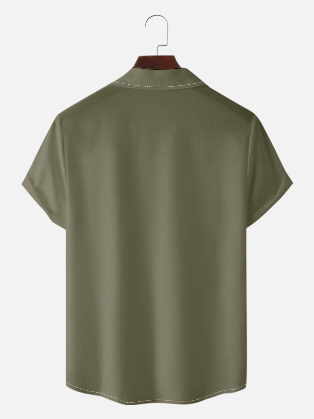 Men's Solid Color Camp Collar Short Sleeve Shirt Retro Contrast Bowling Shirts Eleven Oasis