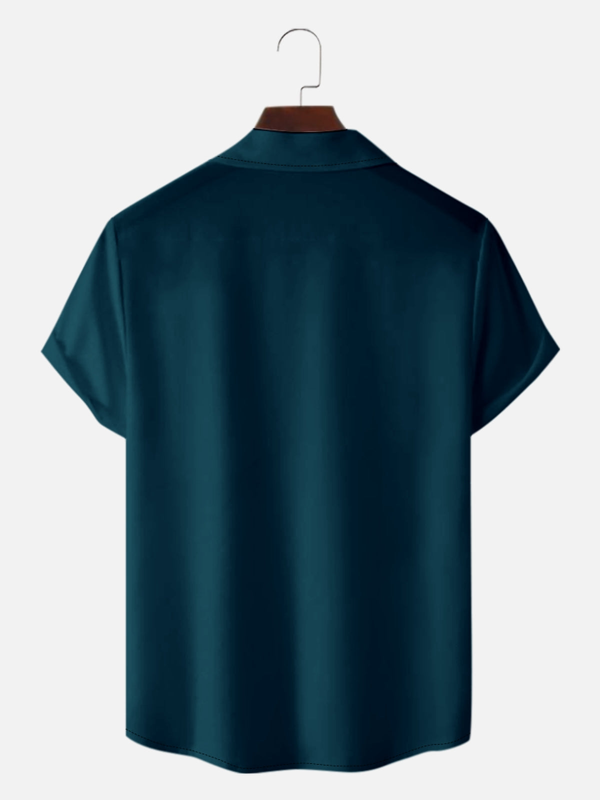 Men's Solid Color Camp Collar Short Sleeve Shirt Retro Contrast Bowling Shirts Eleven Oasis