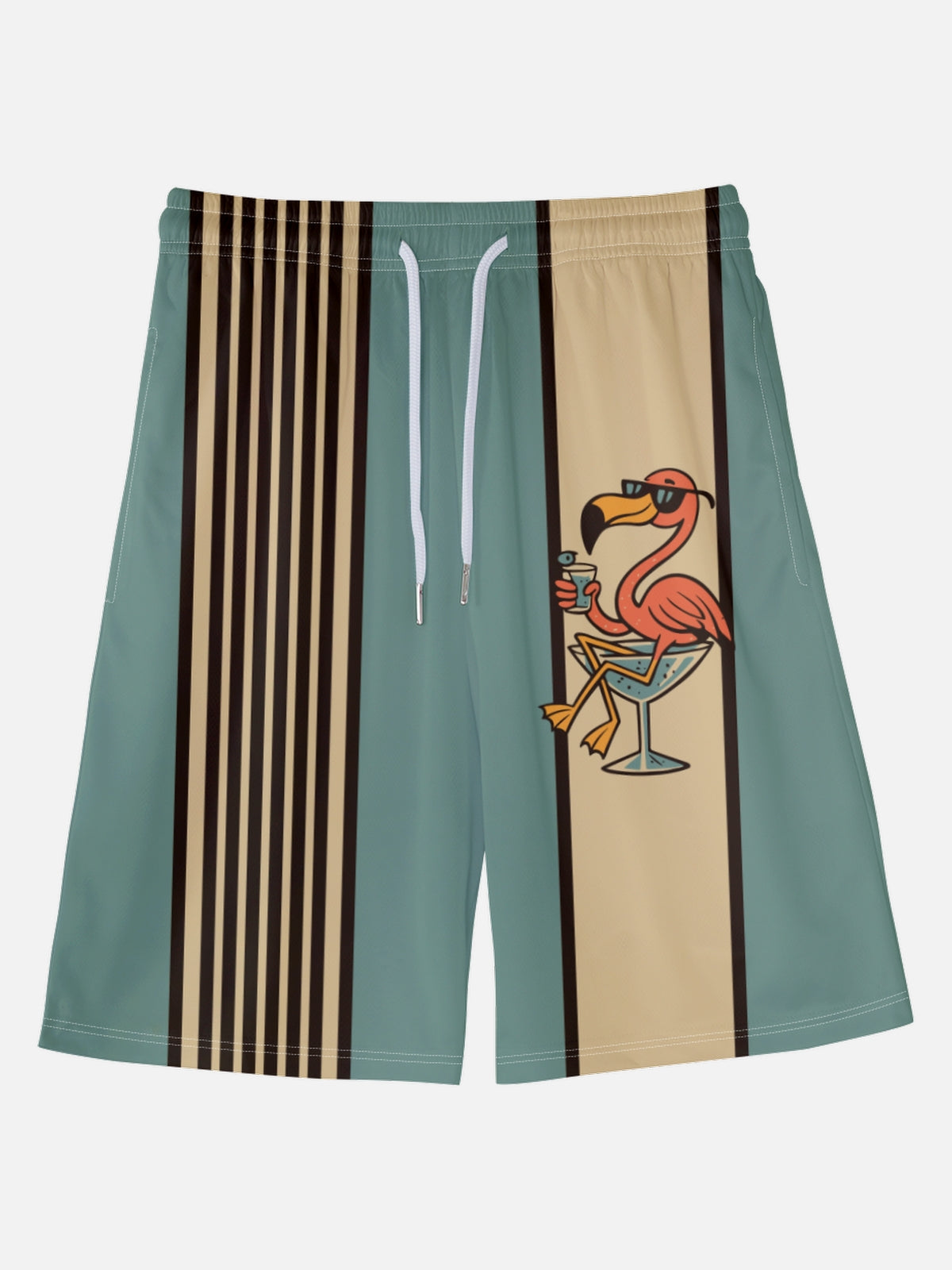 Men's Vacation Elastic Waist Wide Leg Shorts Flamingo Fiesta Eleven Oasis