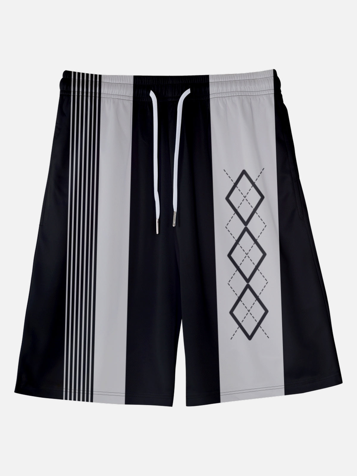 Men's Geometric Diamond Panel Shorts Eleven Oasis