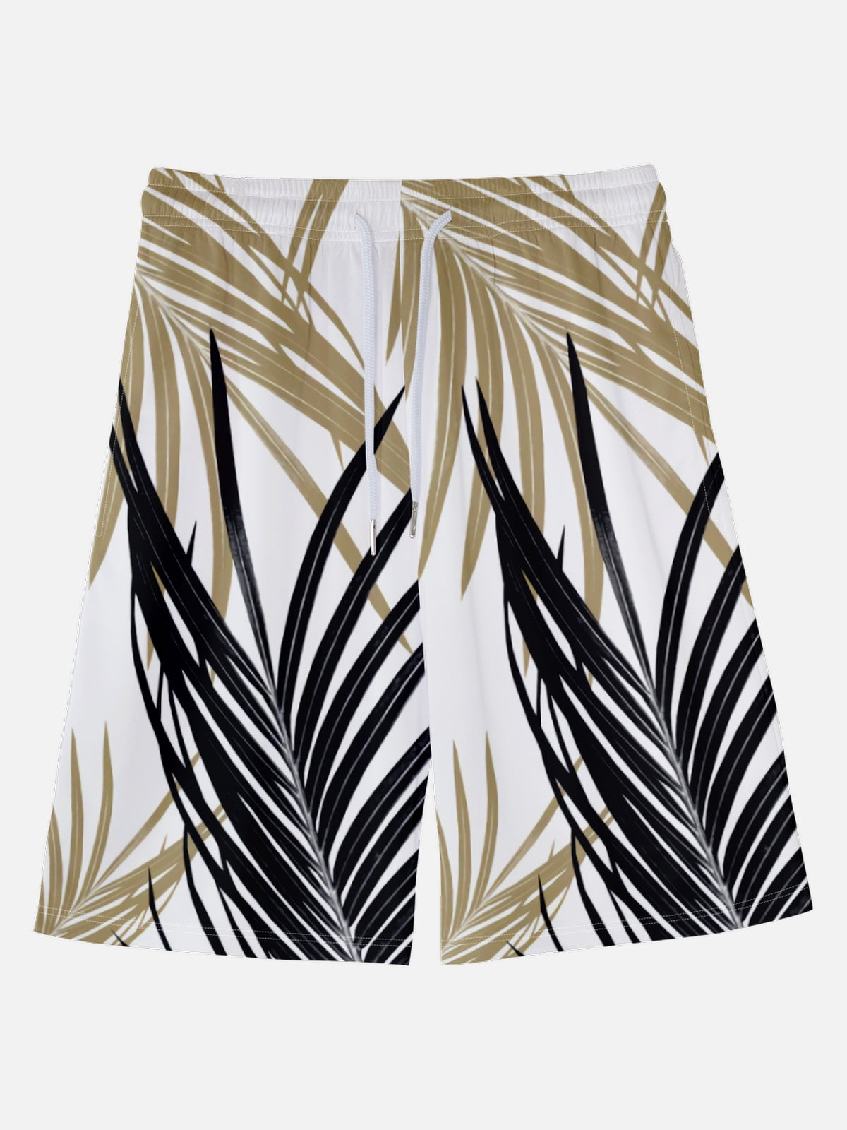 Men's Plants & Flowers Elastic Waist Wide Leg Shorts Vacation Palm Shadow Eleven Oasis