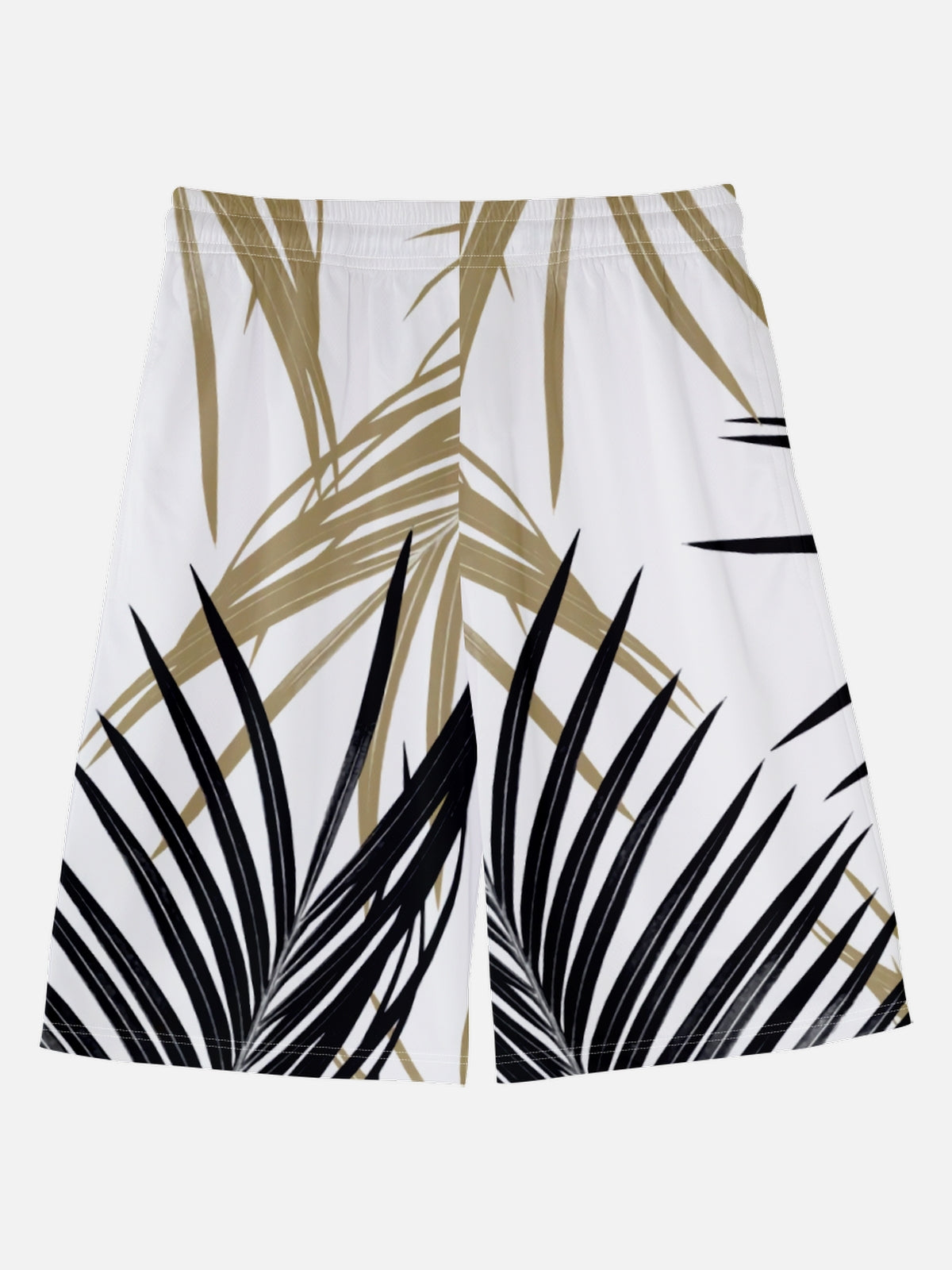 Men's Plants & Flowers Elastic Waist Wide Leg Shorts Vacation Palm Shadow Eleven Oasis
