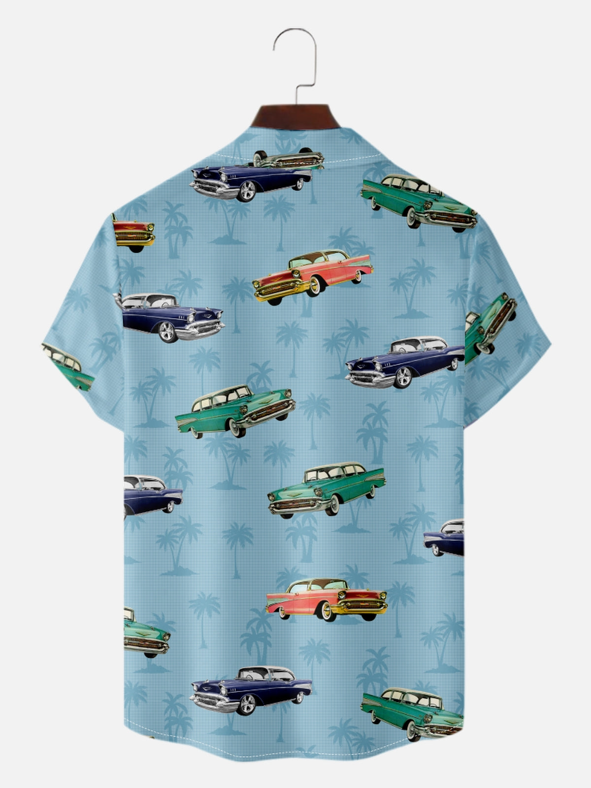 Men’s Vacation Camp Collar Short Sleeve Shirt Palm Paradise Tropical Retro Cars Eleven Oasis