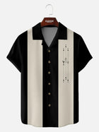 Men's Mid-Century Cocktail Panel Bowling Short Sleeve Shirt