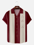 Men's Mid-Century Cocktail Panel Bowling Short Sleeve Shirt ElevenOasis