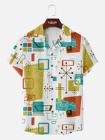 Men's Mid-Century Atomic Mixed Pattern Short Sleeve Shirt Eleven Oasis