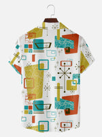 Men's Mid-Century Atomic Mixed Pattern Short Sleeve Shirt Eleven Oasis