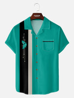 Men's Mid-Century Atomic Martini Glass Short Sleeve Shirt Eleven Oasis