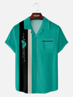 Men's Mid-Century Atomic Martini Glass Short Sleeve Shirt ElevenOasis