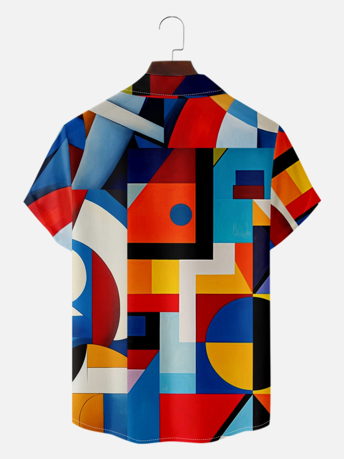Men's Art Pattern Camp Collar Short Sleeve Shirt Colorful Abstract Geometric Pattern Eleven Oasis
