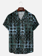 Men's Vintage Speaker Wall Pattern Short Sleeve Shirt Eleven Oasis
