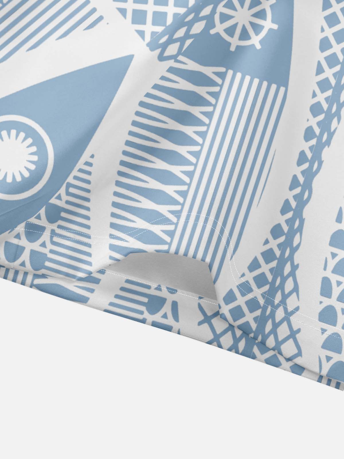 Men's Geometric Tribal Pattern Short Sleeve Shirt Eleven Oasis