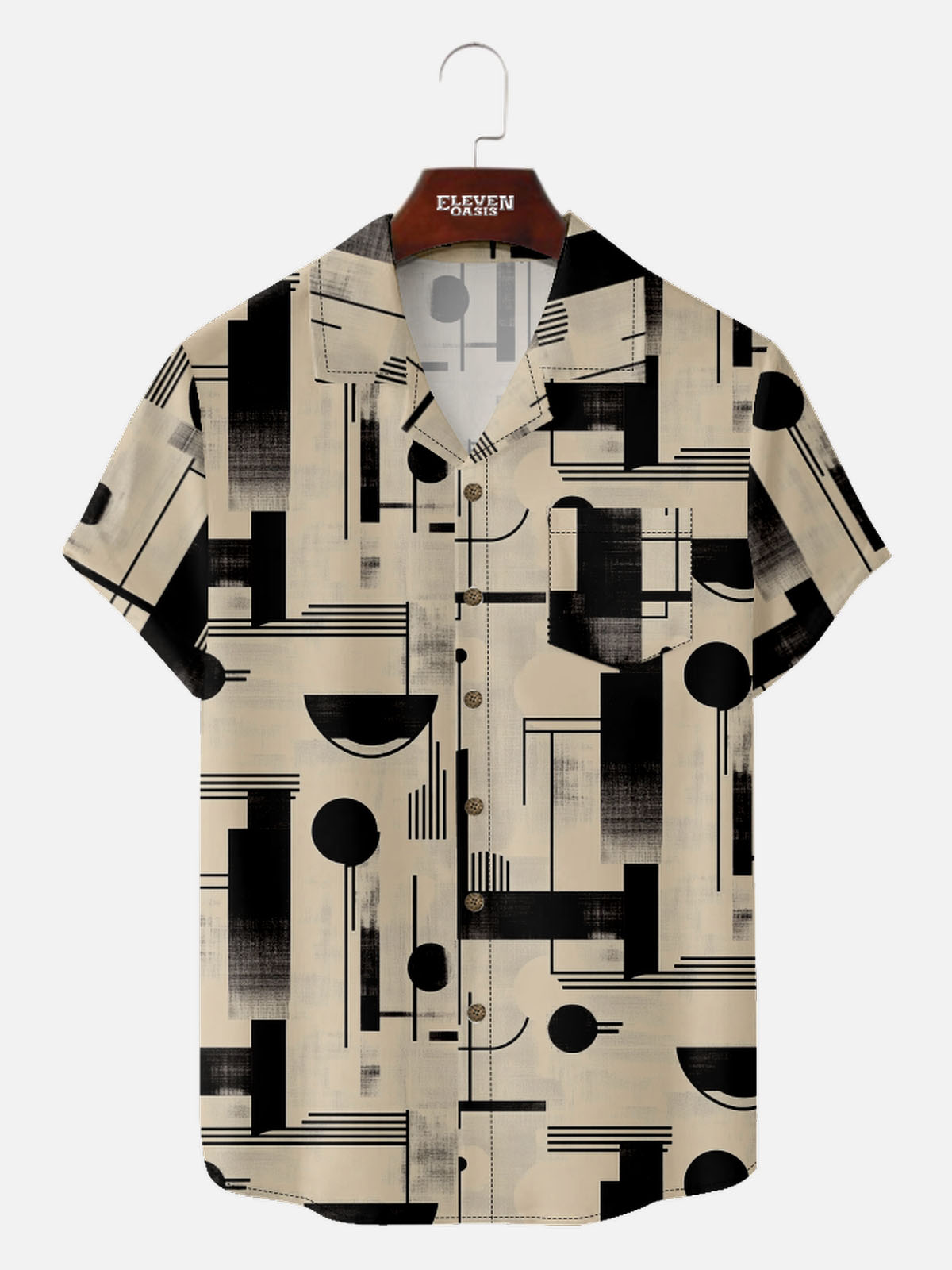 Men's Bauhaus Geometric Pattern Short Sleeve Shirt Eleven Oasis
