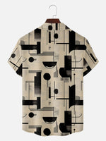 Men's Bauhaus Geometric Pattern Short Sleeve Shirt ElevenOasis