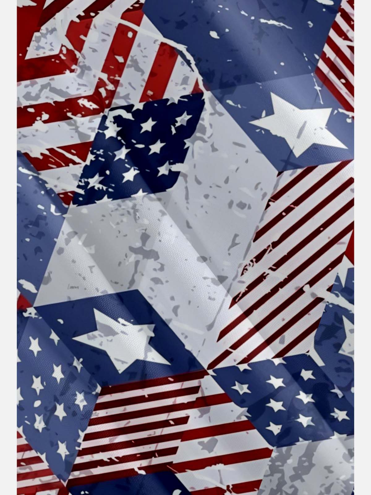 Tall Men's American Pride Spread Collar Short Sleeve Shirt Patchwork American Flag Eleven Oasis