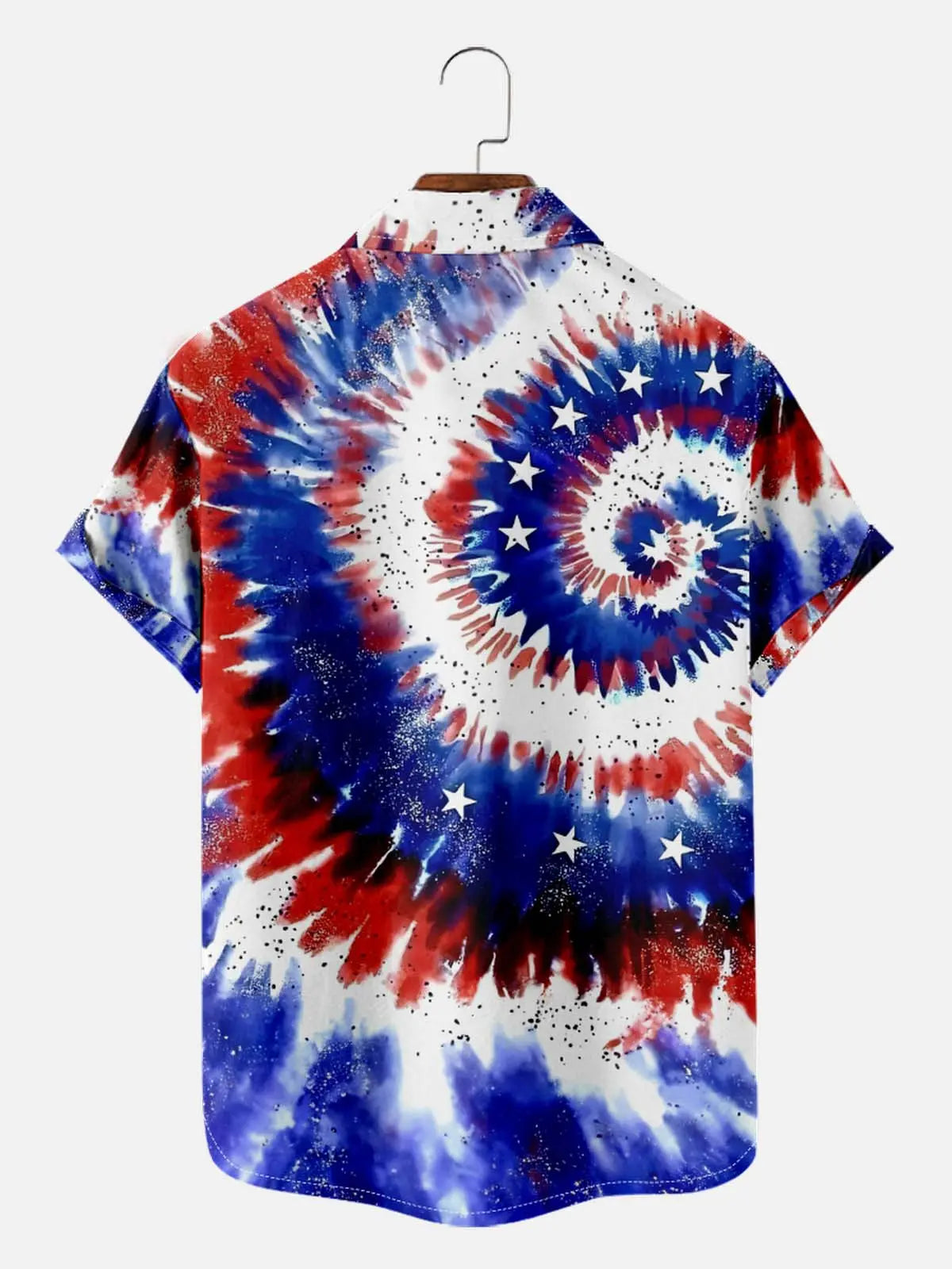 Tall Men's Patriotic Tie-Dye Flag Short Sleeve Shirt Eleven Oasis