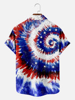 Tall Men's Patriotic Tie-Dye Flag Short Sleeve Shirt Eleven Oasis