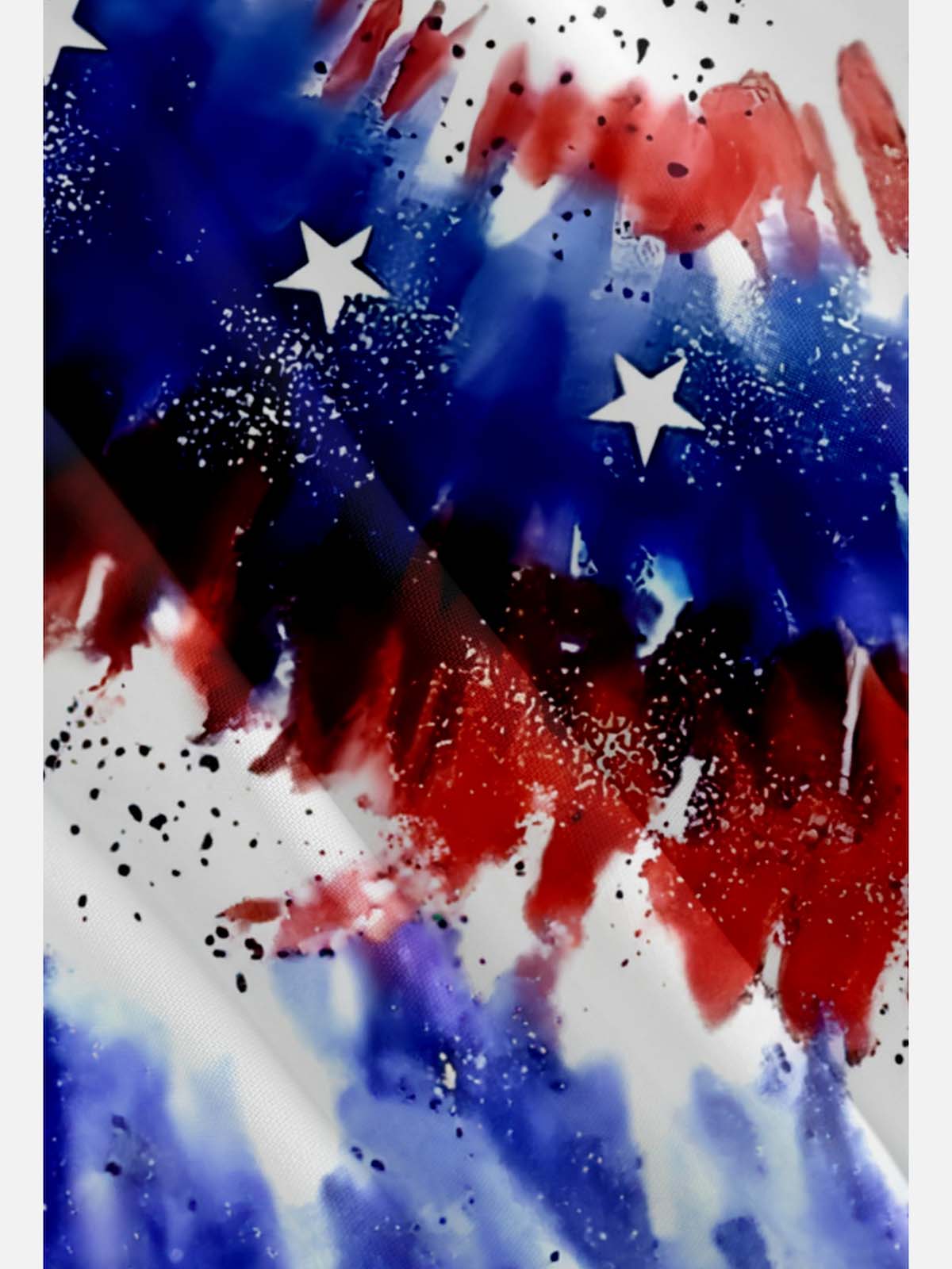 Tall Men's American Pride Spread Collar Short Sleeve Shirt Tie - Dye American Flag Eleven Oasis