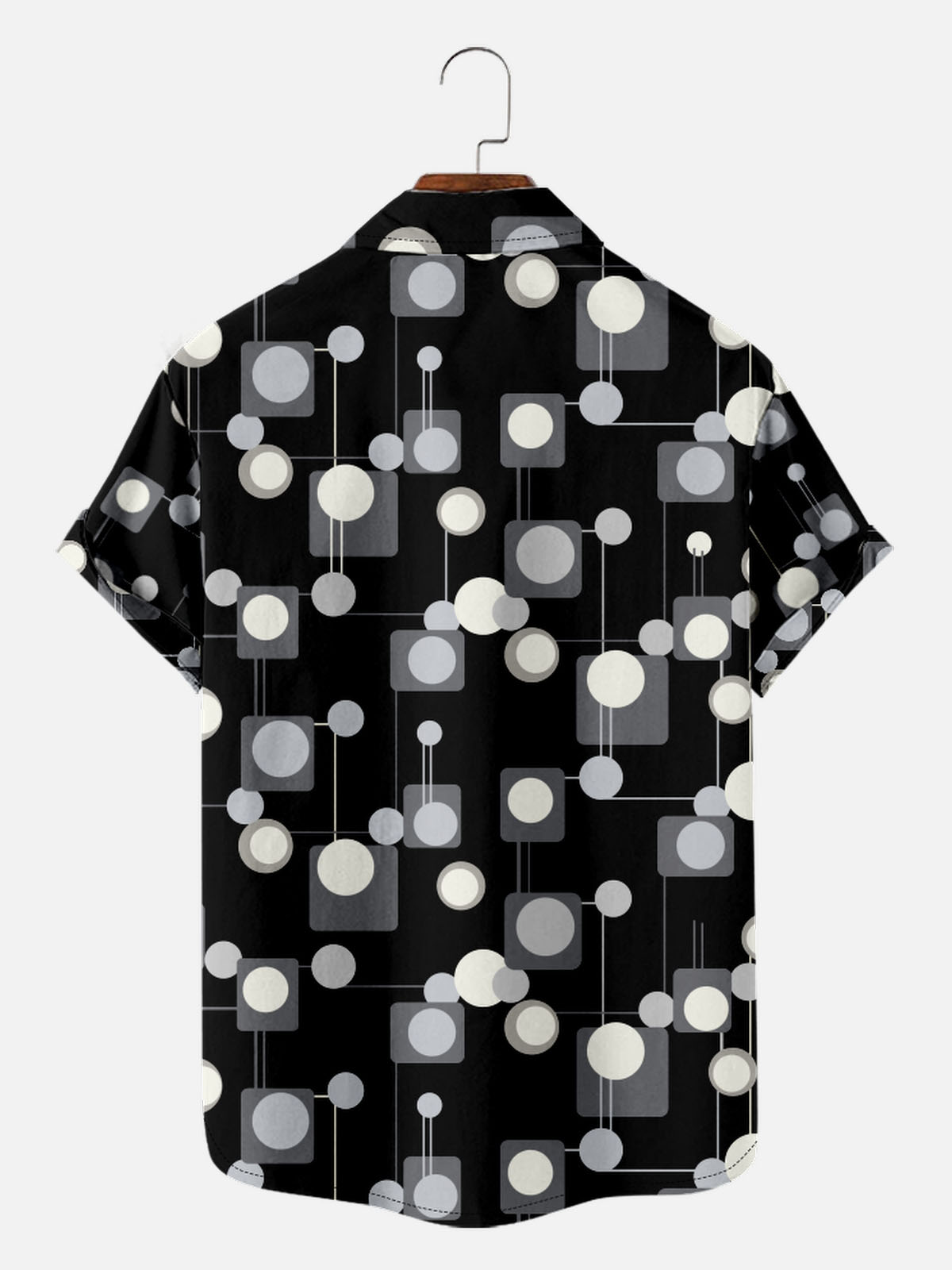 Tall Men's Art Pattern Spread Collar Short Sleeve Shirt Abstract Geometric Circle Eleven Oasis