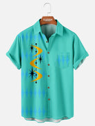 Tall Men's Mid-Century Atomic Boomerang Short Sleeve Shirt ElevenOasis