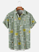 Tall Men's Mid-Century Cocktail Art Short Sleeve Shirt ElevenOasis