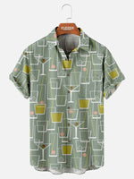 Tall Men's Mid-Century Cocktail Art Short Sleeve Shirt Eleven Oasis
