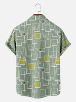 Tall Men's Mid-Century Cocktail Art Short Sleeve Shirt Eleven Oasis