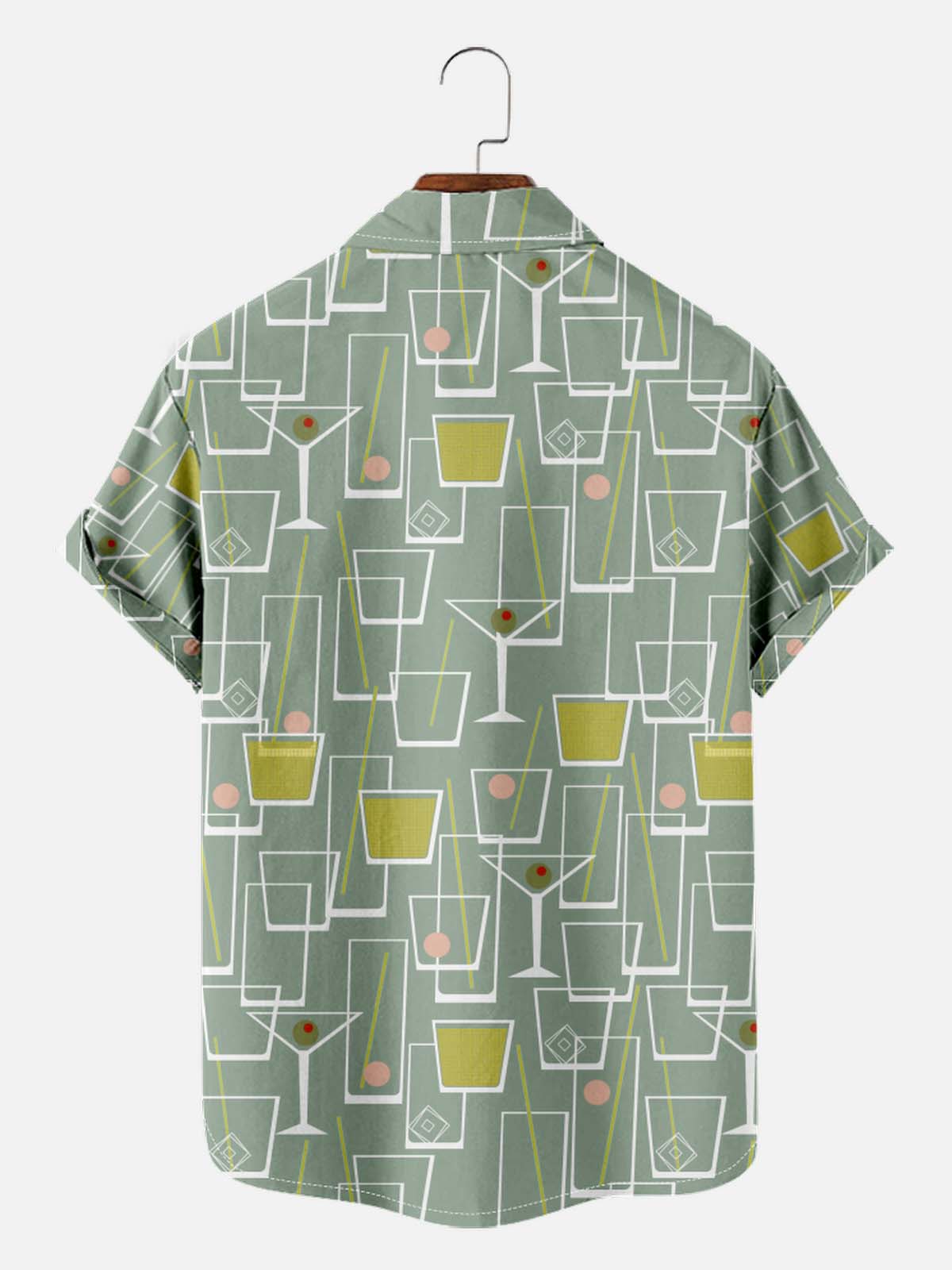 Tall Men's Mid-Century Cocktail Art Short Sleeve Shirt Eleven Oasis