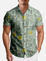 Tall Men's Mid-Century Cocktail Art Short Sleeve Shirt Eleven Oasis