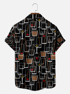 Tall Men's Mid-Century Cocktail Art Short Sleeve Shirt ElevenOasis