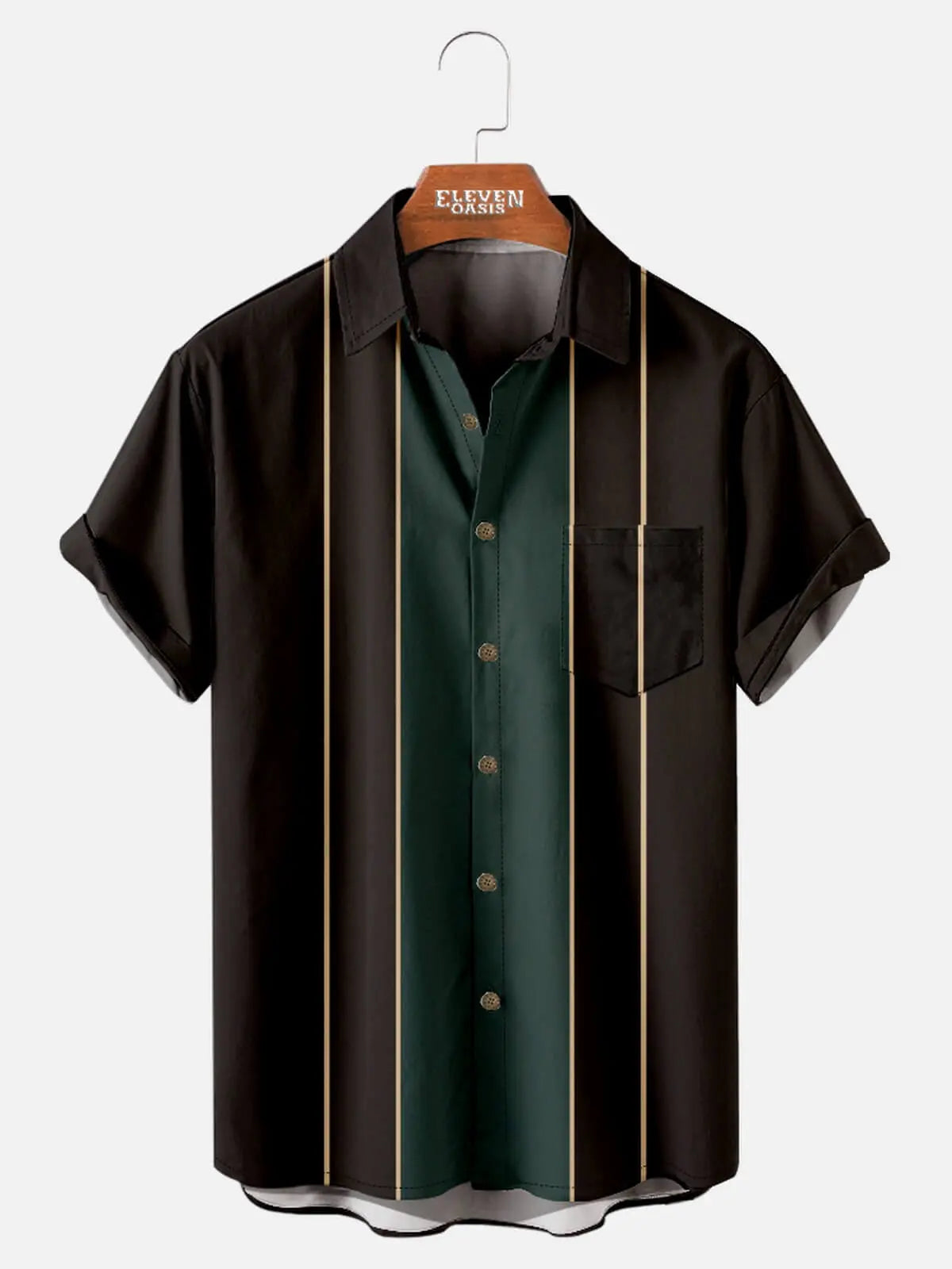 Tall Men's Classic Striped Bowling Style Short Sleeve Shirt Eleven Oasis