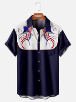 American Pride Spread Collar Short Sleeve Shirt For Men Patriotic Style Sailfish Eleven Oasis