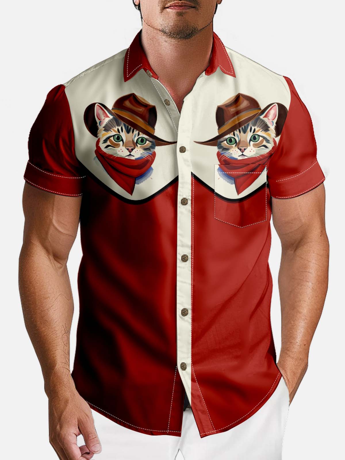 Animal Kingdom Spread Collar Short Sleeve Shirt For Men Eleven Oasis