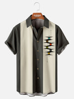 Men's Mid-Century Modern Abstract Bowling Short Sleeve Shirt Eleven Oasis