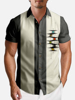 Men's Mid-Century Modern Abstract Bowling Short Sleeve Shirt Eleven Oasis