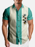Men's Mid-Century Modern Abstract Bowling Short Sleeve Shirt Eleven Oasis