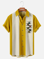 Men's Mid-Century Modern Abstract Bowling Short Sleeve Shirt Eleven Oasis