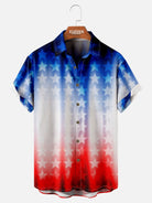 Tall Men's Gradient American Flag Stars Short Sleeve Shirt ElevenOasis